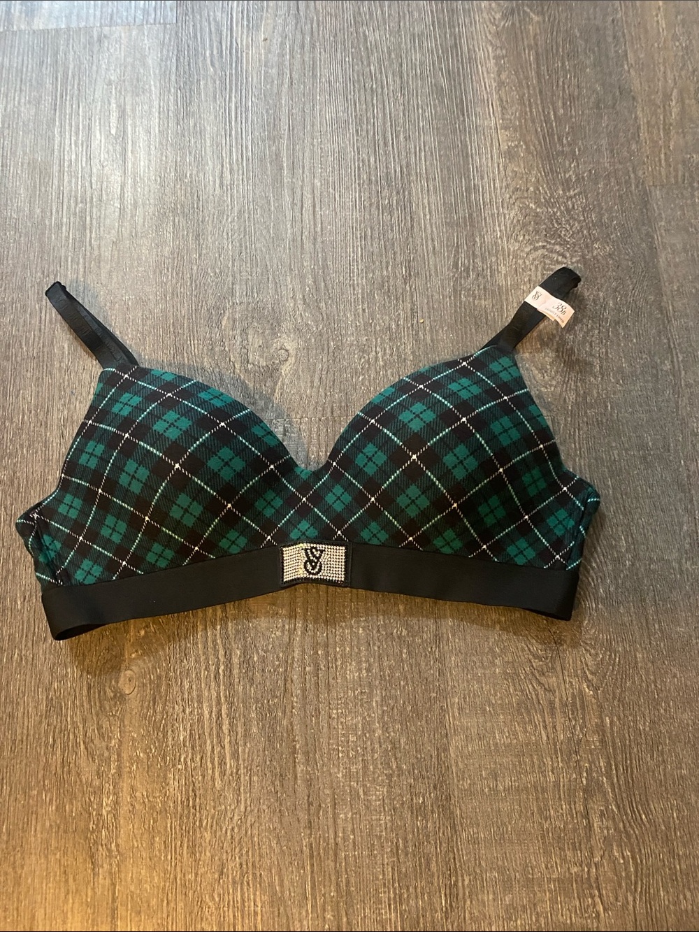 Victoria's Secret Green & Black Plaid Wireless Bra